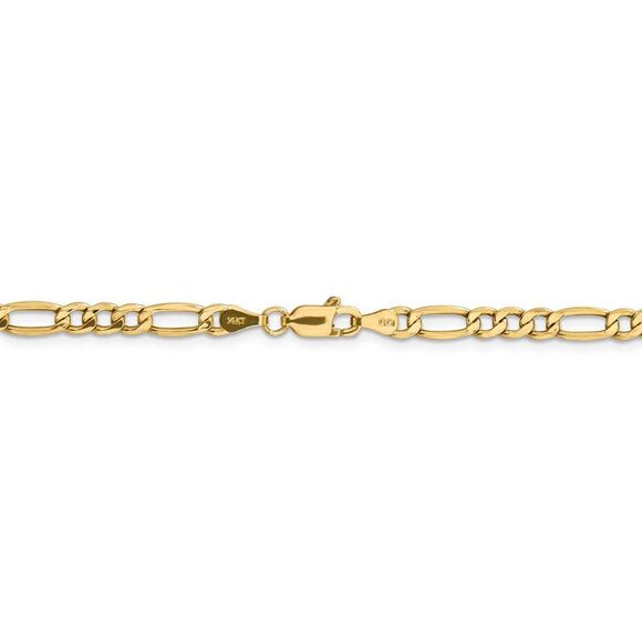 4.75mm, 14k Yellow Gold, Hollow Figaro Chain Necklace, 24 Inch